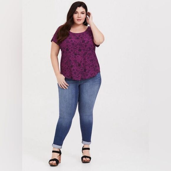 Torrid Abbey Georgette Cage Back Blouse Size 0/Large/12 Paisley Print - Picture 2 of 13